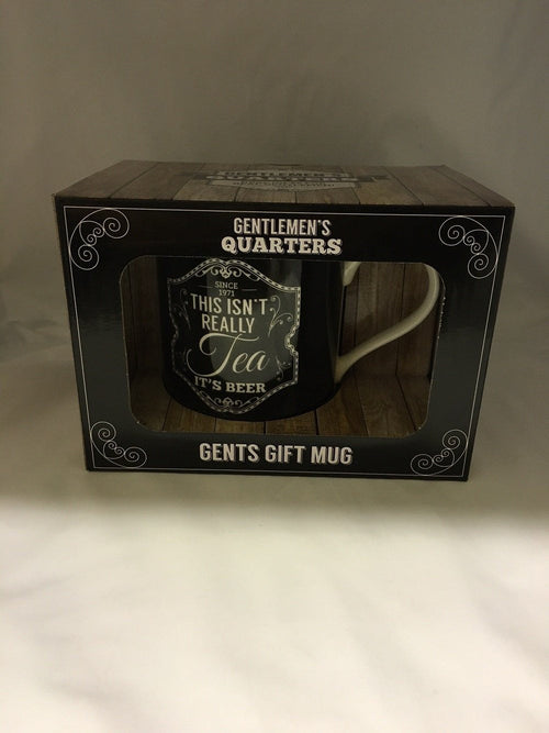 Gents Quarter Black Bone China Mug - This isn't really Tea .. It's Beer