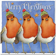 Dancing Robins Xmas Cards Pack of 6 Three Robins Christmas Cards by Emma Ball