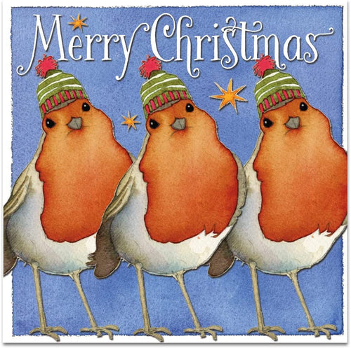 Dancing Robins Xmas Cards Pack of 6 Three Robins Christmas Cards by Emma Ball
