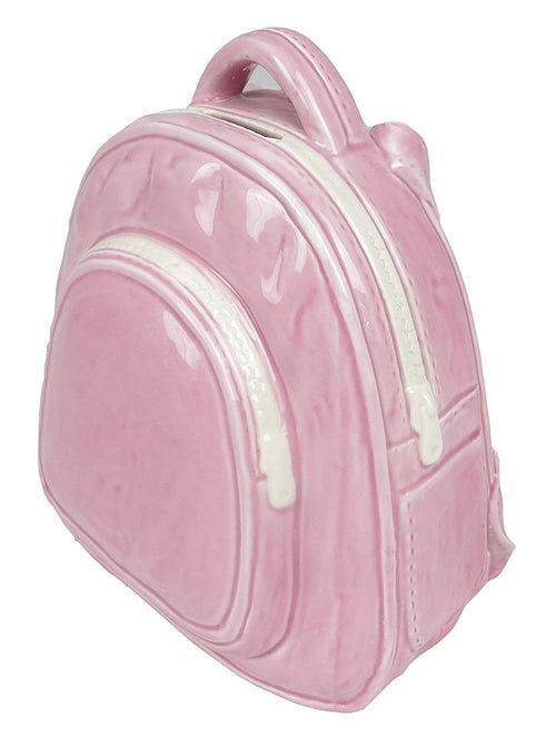Ceramic Rucksack Money Bank in Pink
