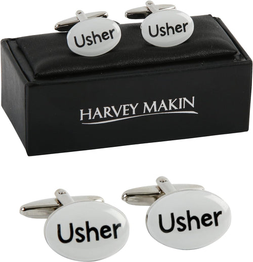 Harvey Makin Rhodium Plated Cufflinks "Usher"