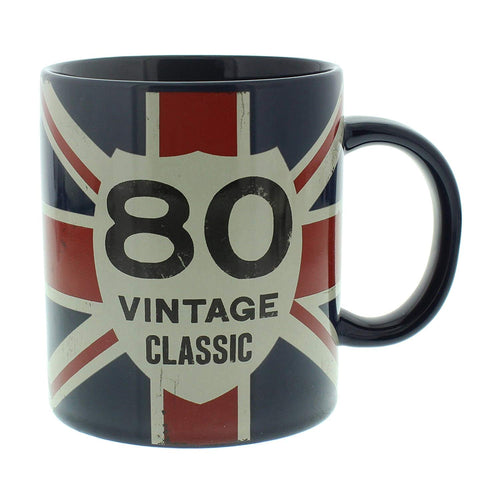 80th Birthday Gift - Union Jack Mug Vintage Style