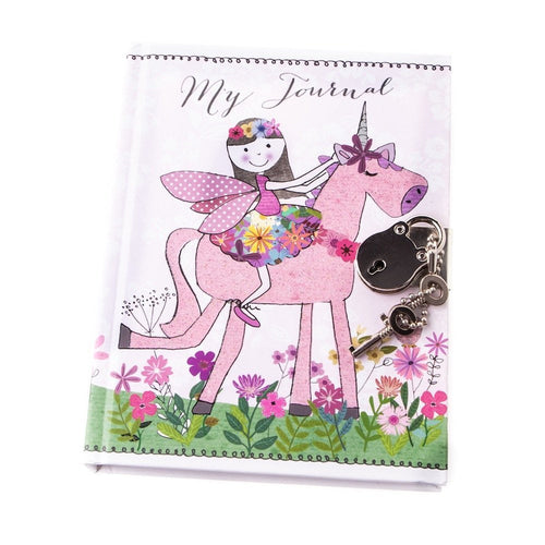 fairy & unicorn colurfull glittered notebook ,journal locakable