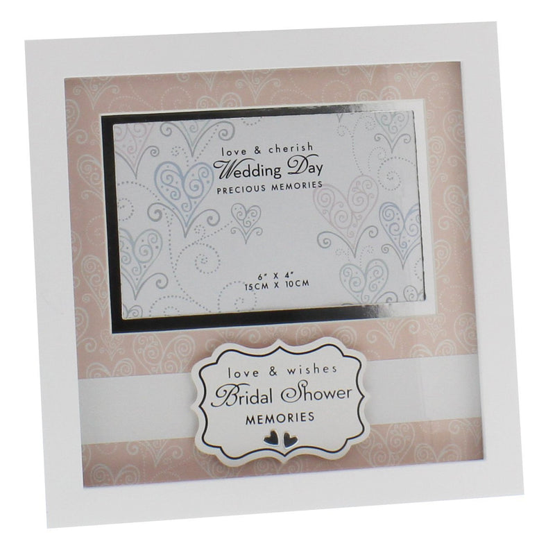 Love & Cherish Wedding White MDF Frame 6" x 4" Bridal Shower