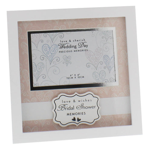Love & Cherish Wedding White MDF Frame 6" x 4" Bridal Shower