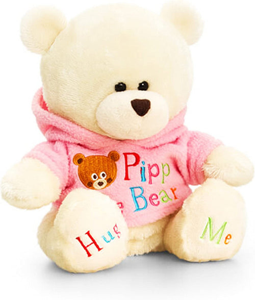 Keel Toys 20cm Pipp The Bear with Pink Hoody Plush Toy (20cm) (White/Pink)