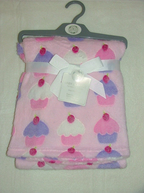 Pink cupcake pram blanket