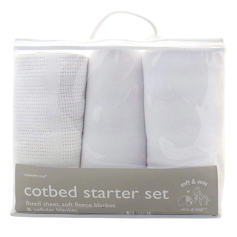 3 Piece Cot Bed Started Set - Grey - 2 Blankets & Fitted Sheet (Cot Bed Set)