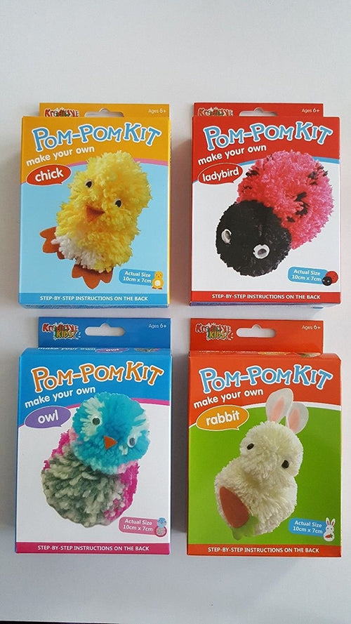 Make Your Own Pom-Pom Kit Kids Children's Creative Activity Craft Set