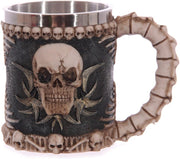 Resin and Steel Skull Beer Mug