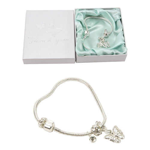 bridesmade bracelit wings love thank you silver plated