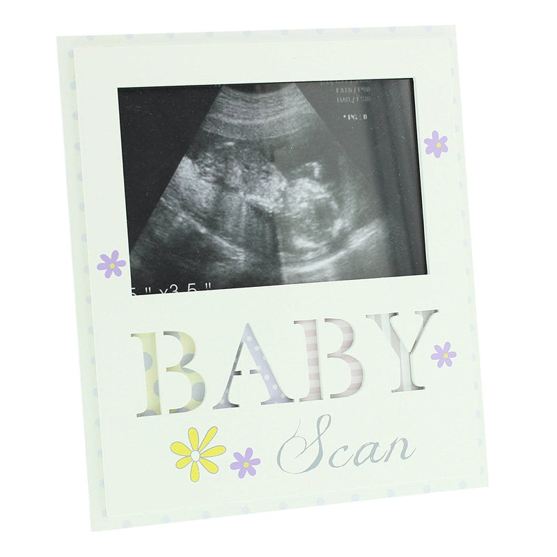 Baby Scan Sonograph frame - white with flowers