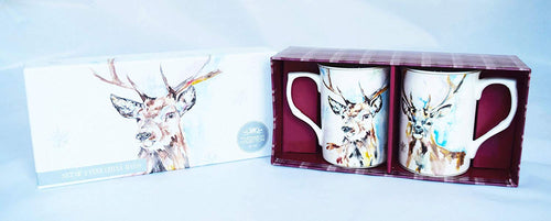 Set Of 2 Two Reindeer Mugs Christmas Wildlife onardo Collection China