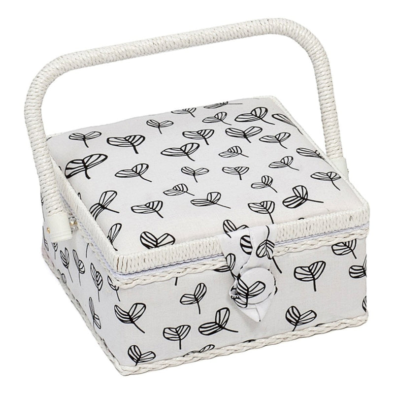 Hobby Gift HGS/093 Black Parsely Leaf on White Small Sewing Basket 20x20x11cm
