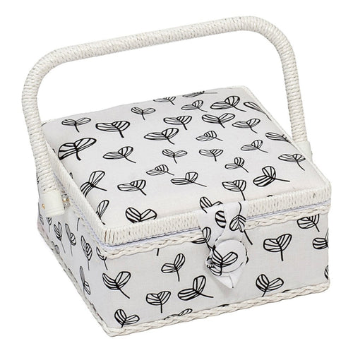 Hobby Gift HGS/093 Black Parsely Leaf on White Small Sewing Basket 20x20x11cm