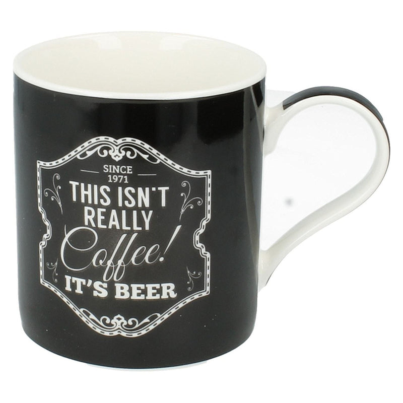 Leonardo Gents Quarter Black China Mug in Gift Box - This Isn't Coffee It's Beer