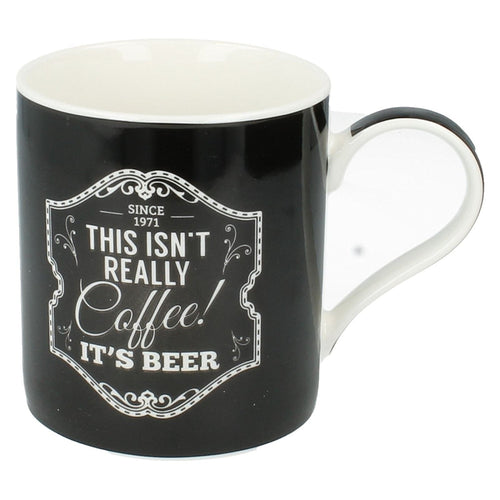 Leonardo Gents Quarter Black China Mug in Gift Box - This Isn't Coffee It's Beer