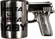 Hasta la Vista Mug     Stoneware Mug with Pistol Grip, Silver,