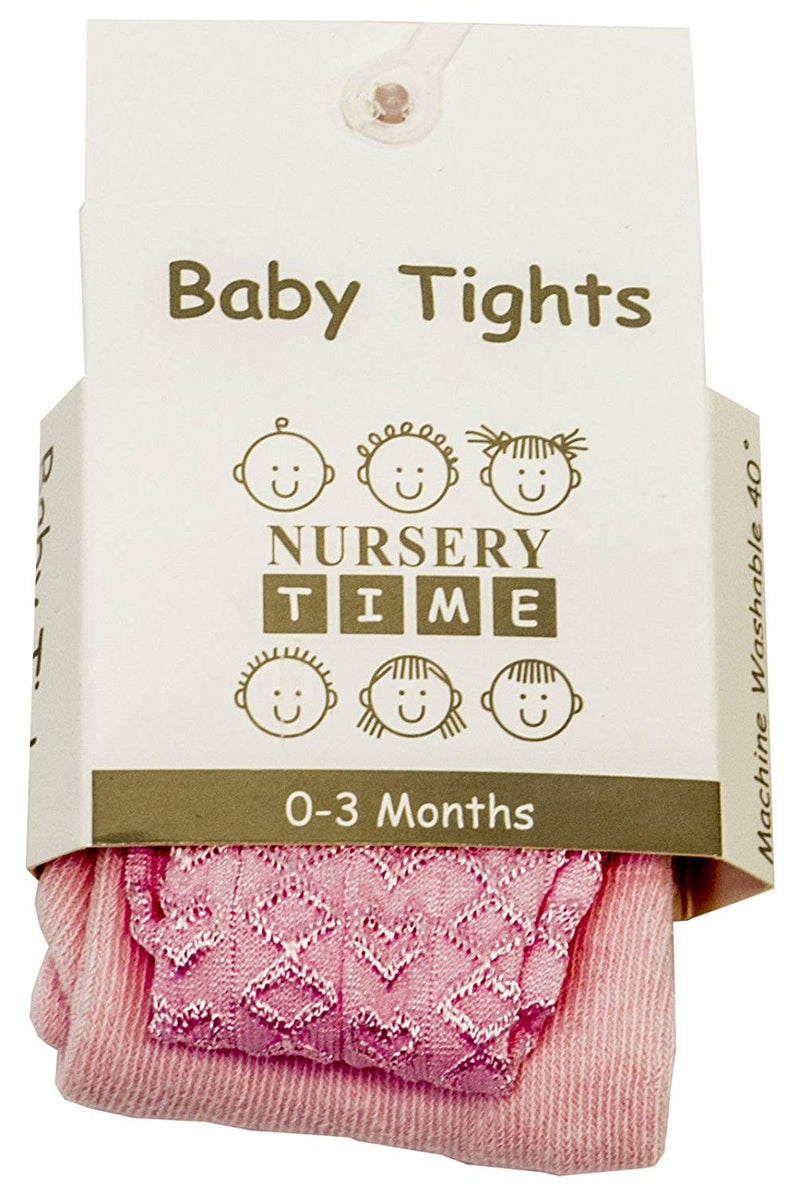 New Baby Babies Girls Nursery Time Newborn - 24 Months Hearts Everyday Tights (UK Newborn 1050, Baby Pink)