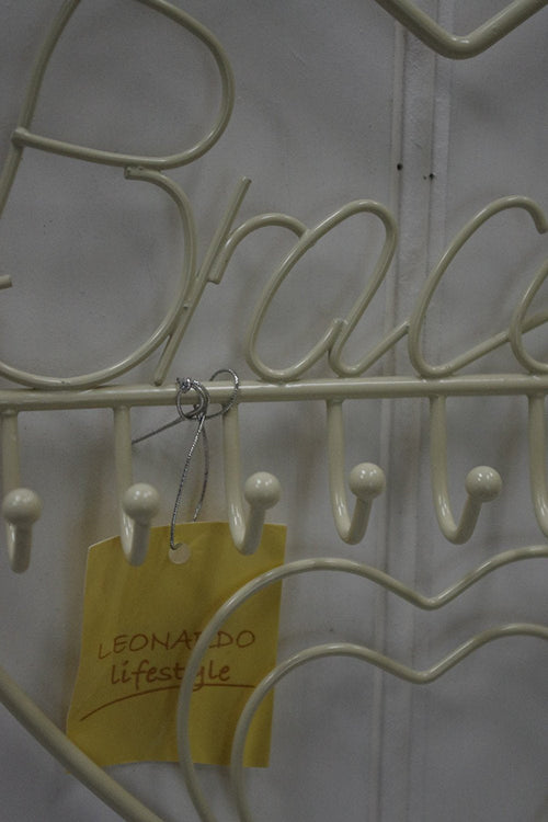 Cream Heart Jewellery Wall Mounted Bracelets Wire Writing