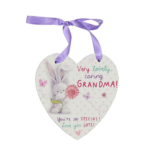 Grandma Decorative Heart, Bunny and Flowers Hanging Wall Plaque