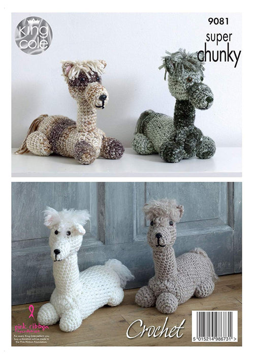 King Cole 9081 Crochet Pattern Andre the Alpaca Toy / Doorstop in King Cole Big Value Super Chunky