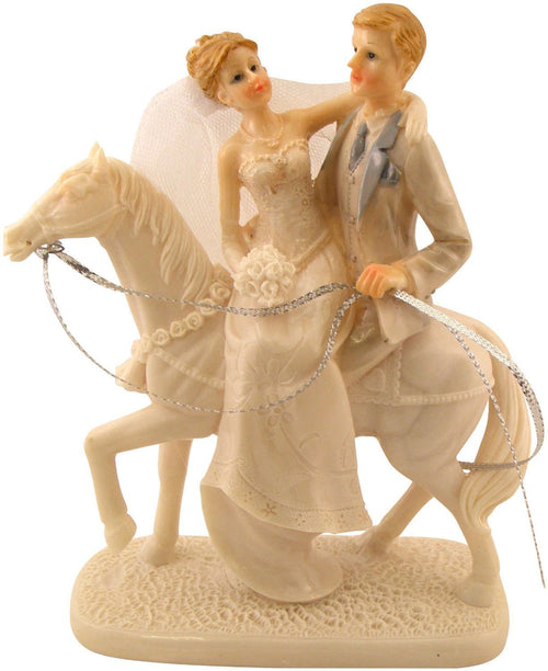 shiny resin bridegroom on horse