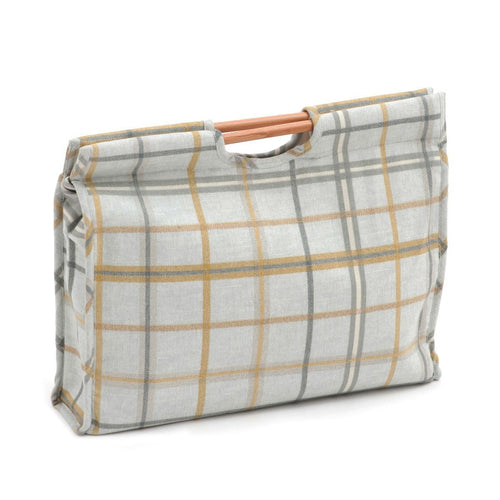 Hobby Gift 'Derwent Check Maize' Craft Bag with Wooden Handle 11 x 42 x 30cm (d/w/h)