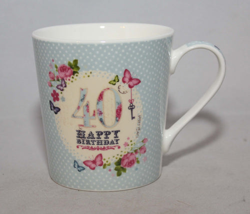 Bellissima Happy Birthday 40 Tasse en porcelaine Motif Papillons