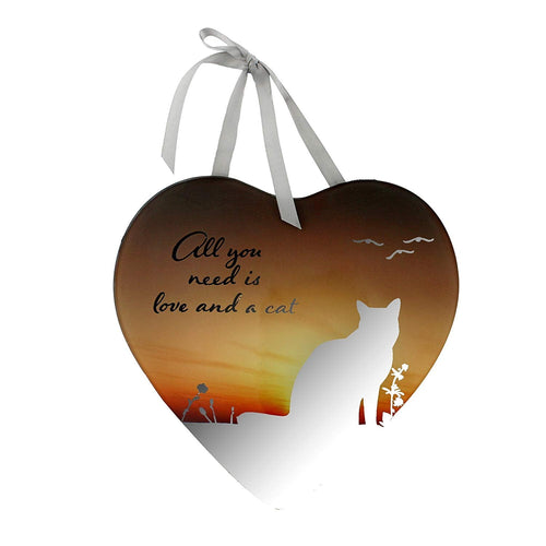 All you need is love and a cat Pet Reflections from the Heart Mirrored Hanging Plaque