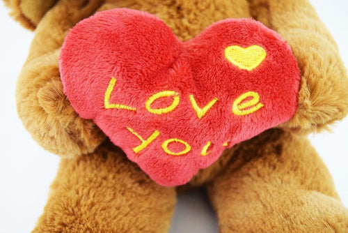 Floppy Dog Cuddly Toy Valentines Gift Brown Puppy Love Heart with Love You Heart