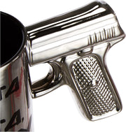 Hasta la Vista Mug     Stoneware Mug with Pistol Grip, Silver,