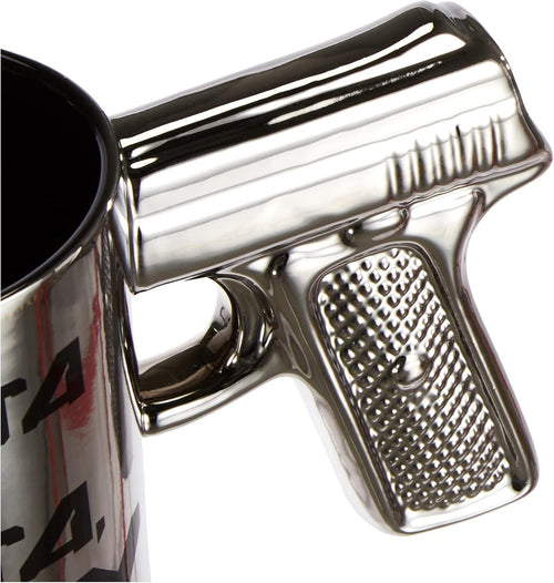 Hasta la Vista Mug     Stoneware Mug with Pistol Grip, Silver,
