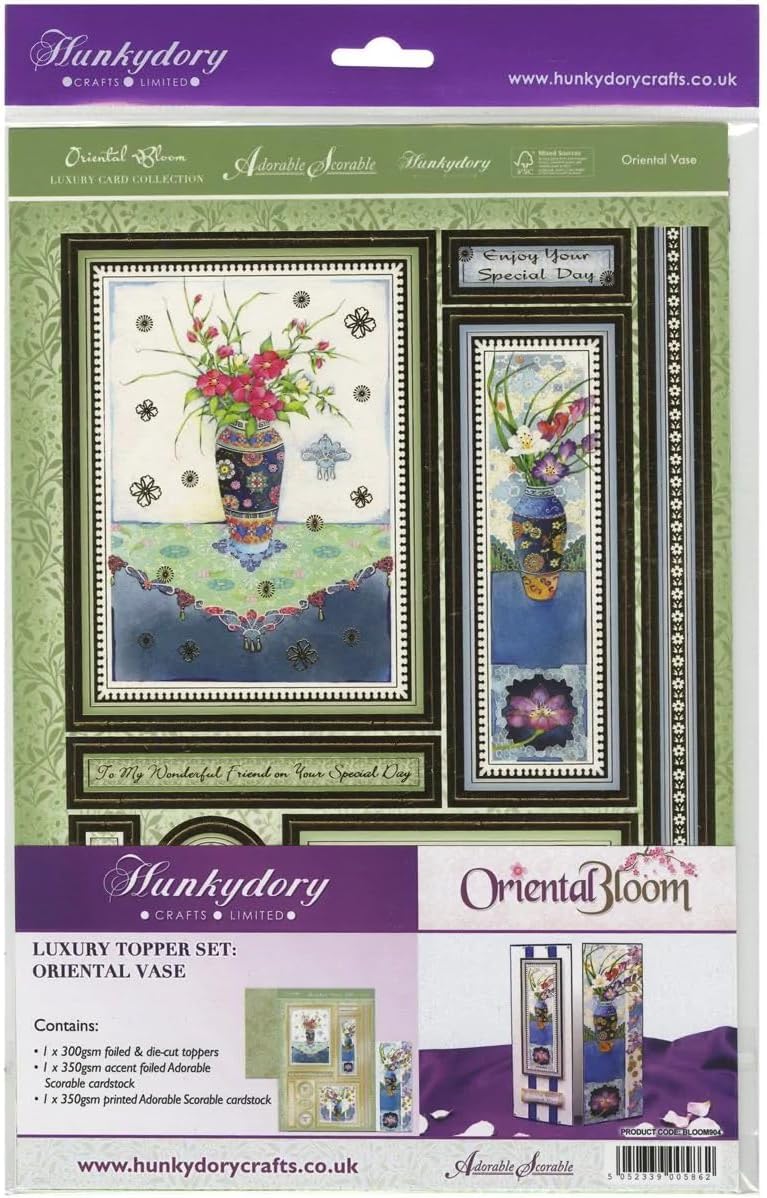 HunkyDory Crafts Oriental Bloom A4-Oriental Vase Luxury Topper Set
