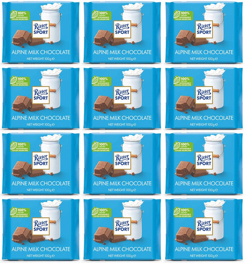 12 x Ritter Sport Alpine Milk Chocolate - 100G