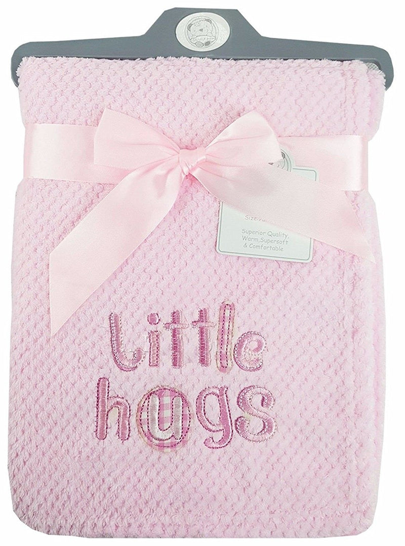 Baby Waffle Fleece Wrap Pink Blanket - Little Hugs
