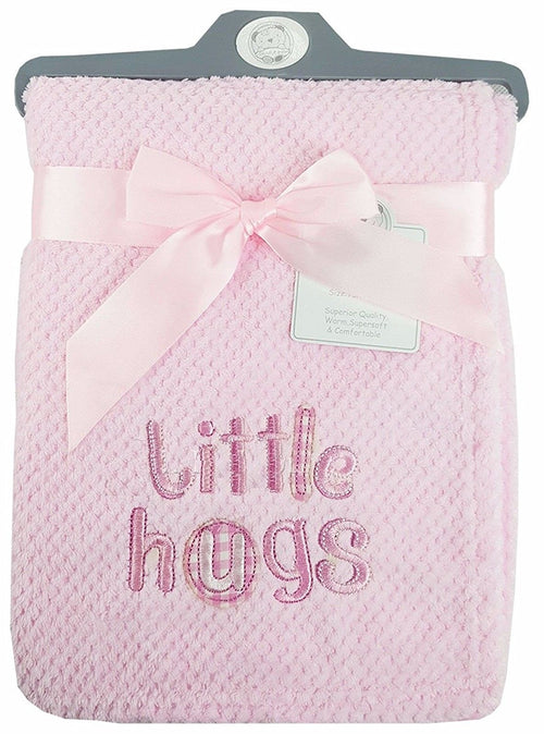 Baby Waffle Fleece Wrap Pink Blanket - Little Hugs