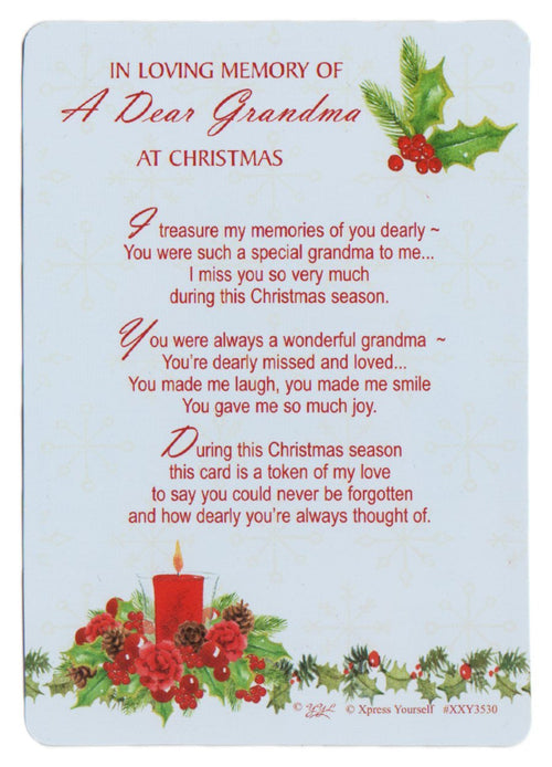 Graveside Memorial Christmas Card & Holder -In Loving Memory Of A Dear Grandma - 3530