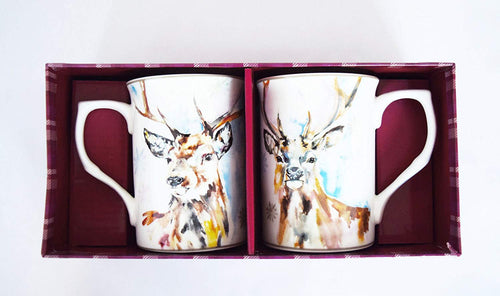 Set Of 2 Two Reindeer Mugs Christmas Wildlife onardo Collection China