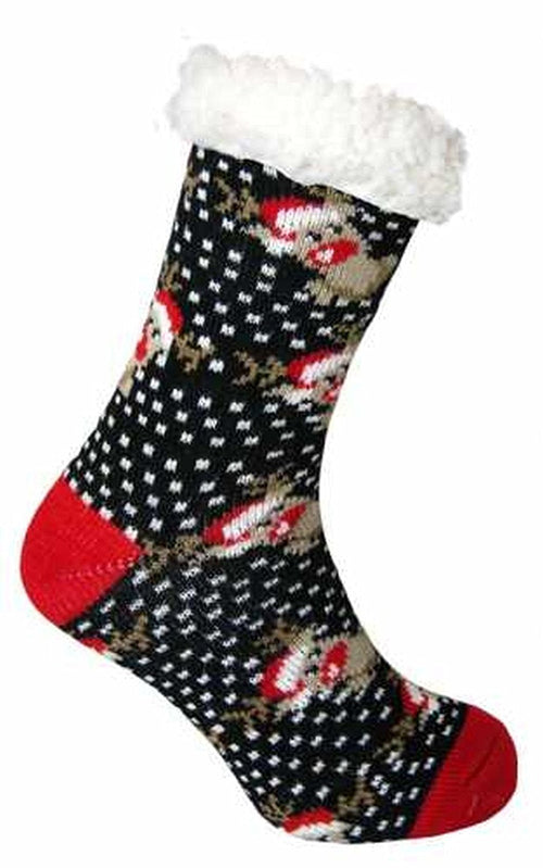 Ladies Heat Machine Soft Sherpa Fleece Lined Christmas Slipper Socks