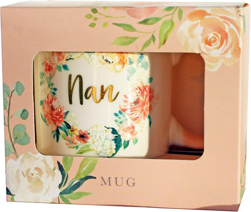 Floral Mug with Gold Foil Wording from Peaches and Cream - Nan