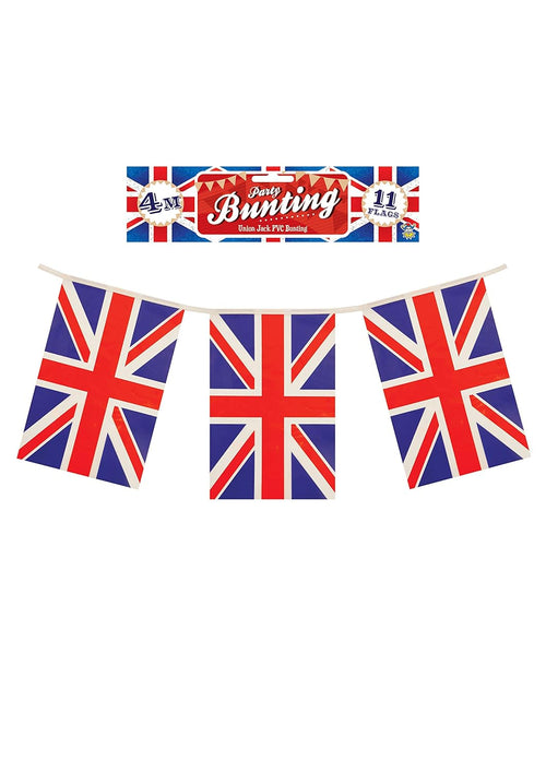 HENBRANDT PVC Plastic Bunting 4m Union Jack Party 11 Flags