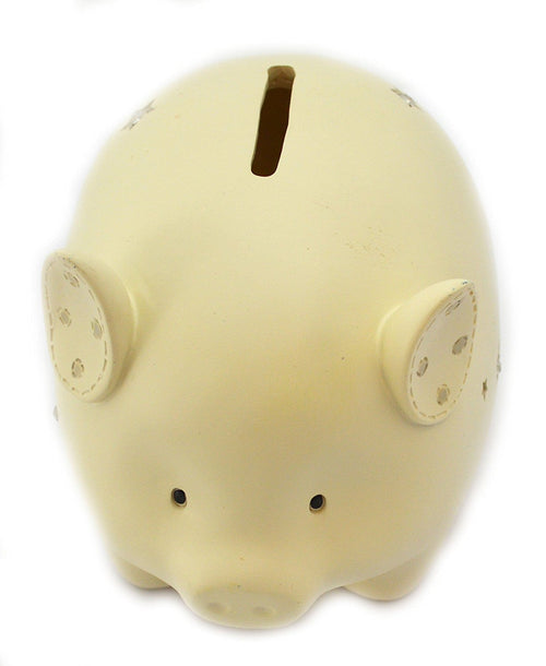 Bambino Star Decorated Cream Pig Money Bank \ Savings Bank