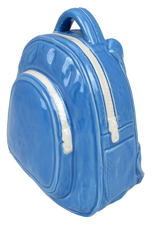 Ceramic Rucksack Money Bank in Blue