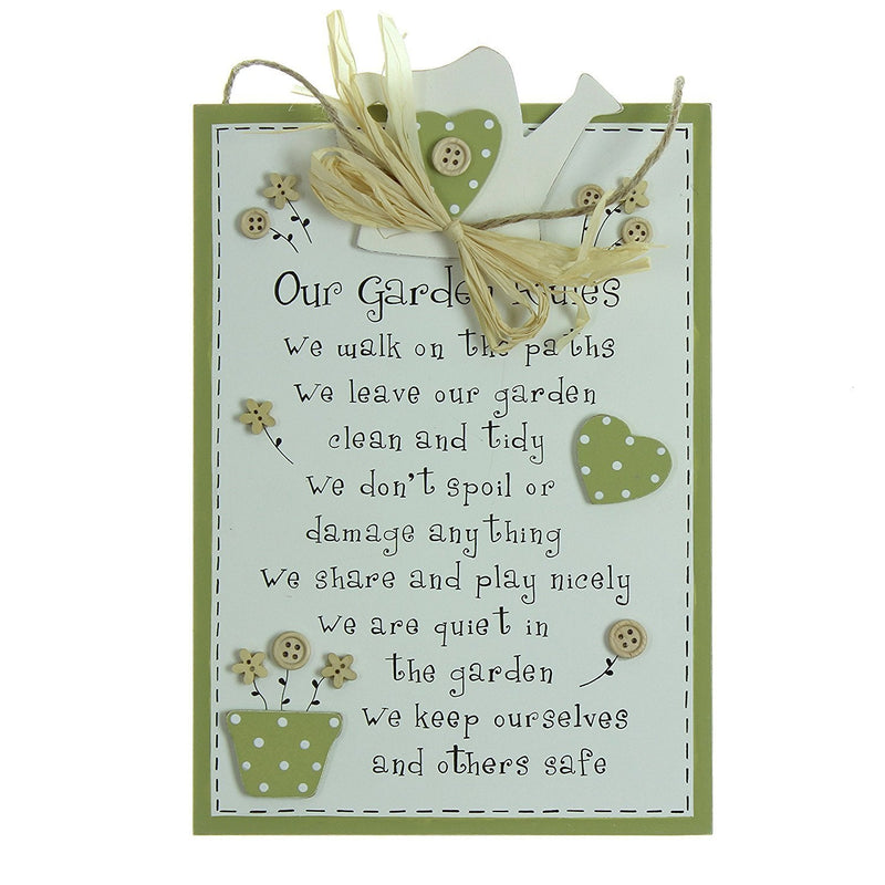 Gardeners Gift - Garden Rules Wall Plaque