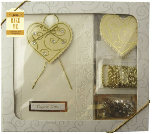 Craftime Heart Thank You Card Kit, Gold