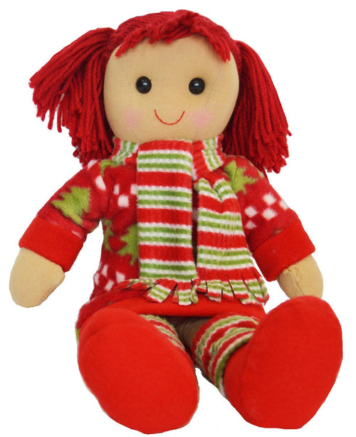 DF, A Beautiful Rag Doll dressed in a Christmas Tree dress and striped scarf, 40 cm h