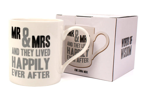 Fine China Mug - Mr and Mrs and They Live Happily Ever After - Great wedding gift!