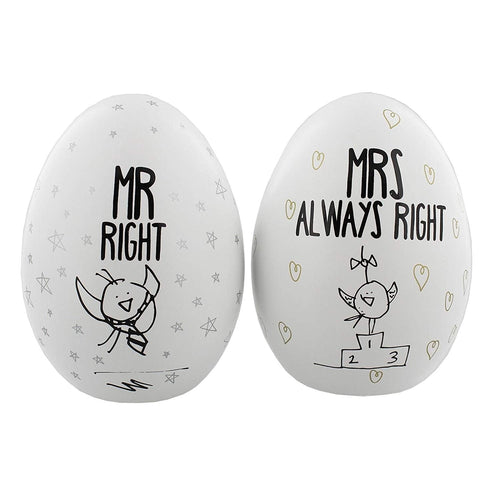 Eggcellent Pair Nest Eggs Mr Right and Mrs Always Right