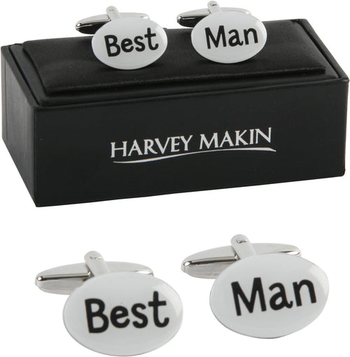 Harvey Makin Rhodium Plated Cufflinks"Best Man"